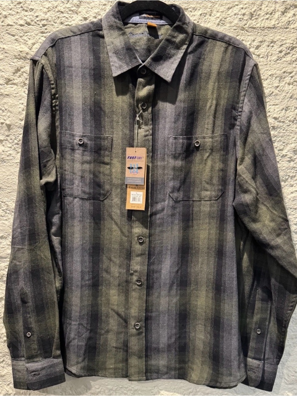 Tailor Vintage Luxe Performance Men’s XL NWT Plaid Flannel Fast Dry